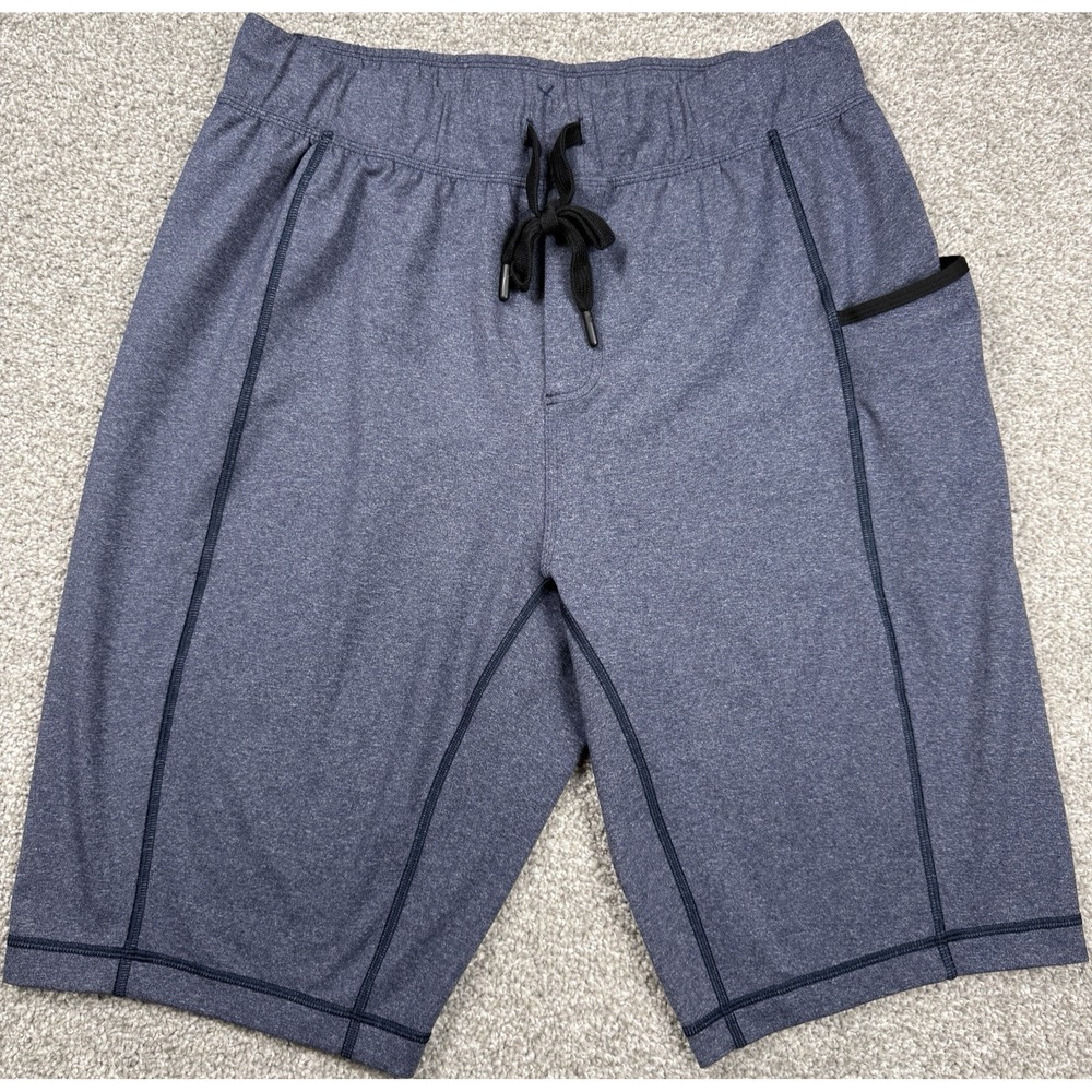 Lululemon For The People Shorts Mens L Heather Blue Stretch Training‎ Yoga